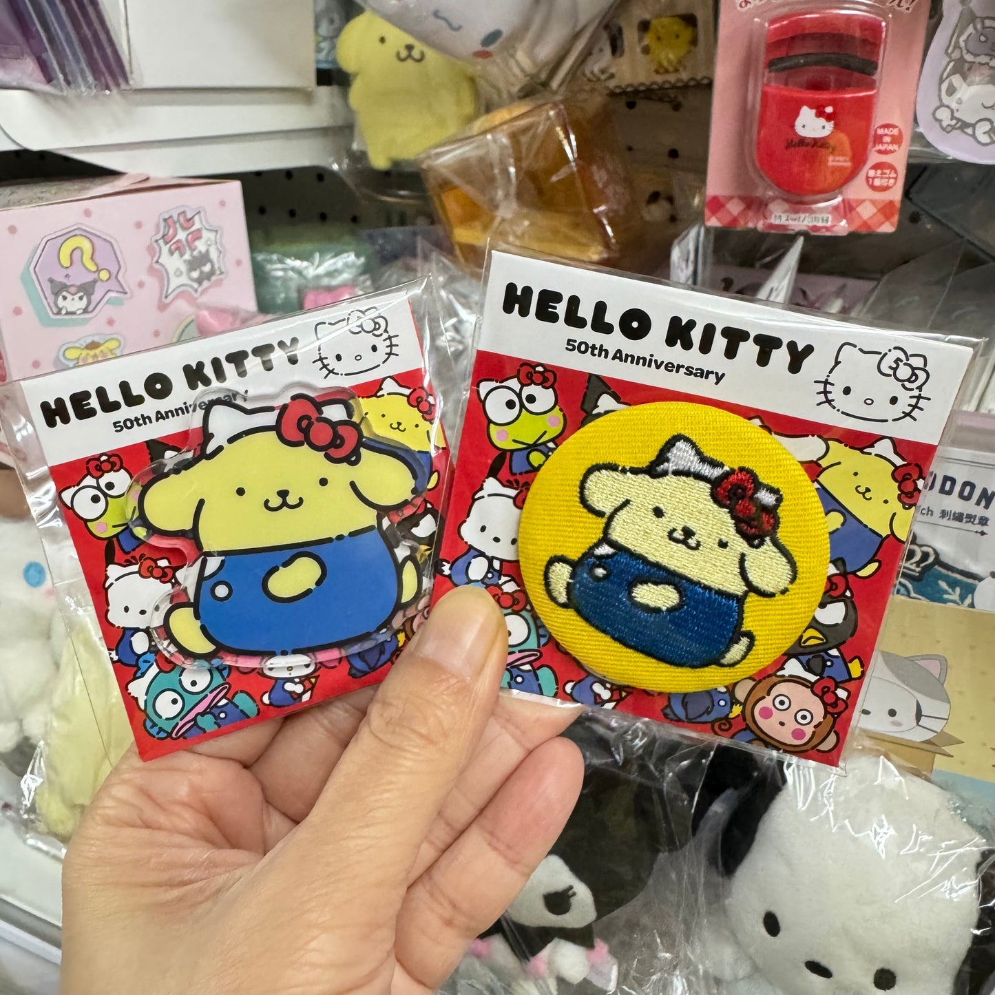 PomPomPurin x Hello Kitty 50週年 磁石+襟章