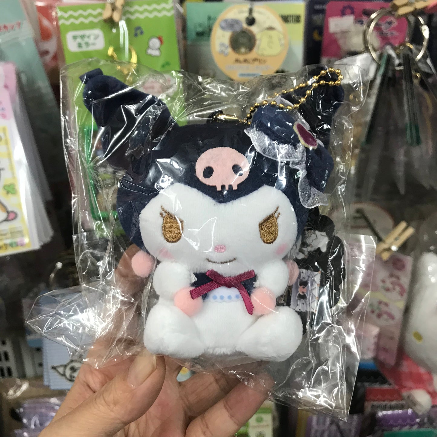 Kuromi & Baku 藍絲帶系列公仔掛件一對