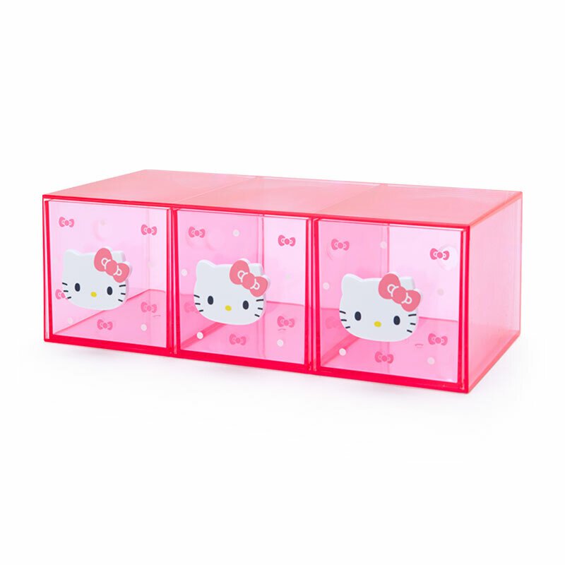 Hello Kitty 透明3格櫃桶