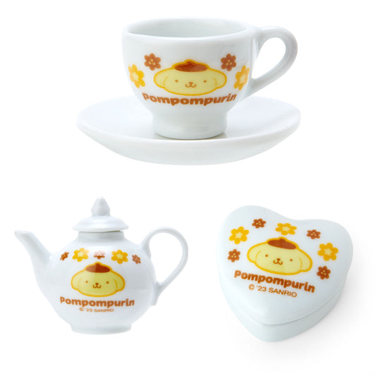 PomPomPurin 迷你陶瓷茶杯+茶壺+心形盒仔