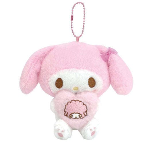 My Melody 抱住朋友仔心心公仔掛件