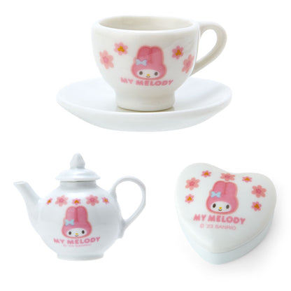 My Melody 迷你陶瓷茶杯+茶壺+心形盒仔