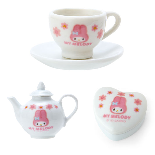 My Melody 迷你陶瓷茶杯+茶壺+心形盒仔