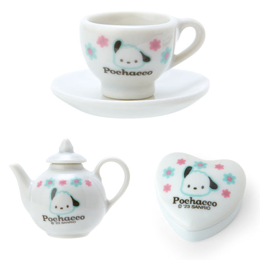 Pochacco 迷你陶瓷茶杯+茶壺+心形盒仔