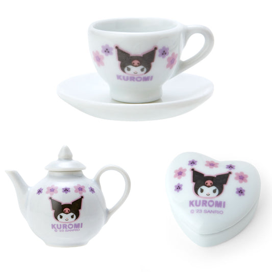 Kuromi 迷你陶瓷茶杯+茶壺+心形盒仔